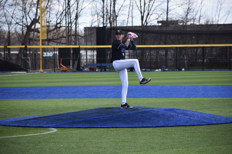 Carter Szohr pitches for Bryant & Stratton College