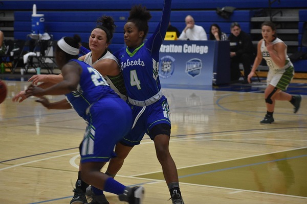 ---- Jazlyn Drake (#4 pictured) and Ayisha Bentley-Jr. (#20 pictured) and the Bobcats move to 9-3 ----
